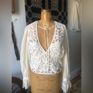 Cream White lace Free People Blouse